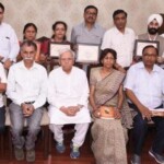 At the release of book entitled, ‘Rajniti ke Sant-Freedom Fighter, Babu Mool Chand Jain’ edited by Dr Swatantra Jain by Ch. Minister Manohar Lal on 10th Oct,17